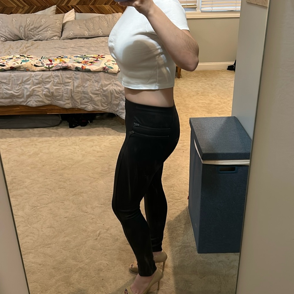 Express faux leather leggings with side zippers